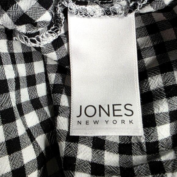 Jones New York Checkered Button Down Tie Top Size Medium - Picture 7 of 8